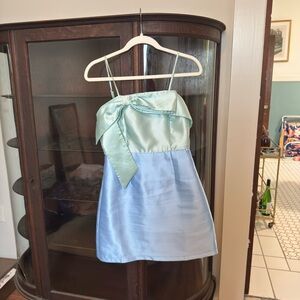 Elegant Dress in Mint and Light Blue